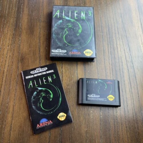SEGA GENESIS ALIEN 3 COMPLETE WITH BOX, GAME CARTRIDGE AND MANUAL Tested Works!